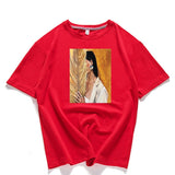 Neck Short Sleeve Loose Harajuku Avatar Print Chic Women's T-shirt Summer Korean Version 95% Cotton Stretch Female