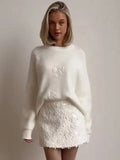 Fongt Shooting-2025 Explosion Comfortable Warm Solid Color Round Collar Knitted Tie-Up Wreaved