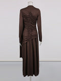 Fongt Temperament Dress Autumn 2025 New Solid Color Trim High-End Design Metal Decorative Dress Women's