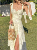 Summer Floral Print Midi Dress-Outfit