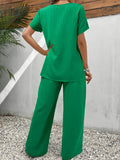 Fongt Summer New Women's Two-Set Short-Sleeved Jacket Round Collar Loose Leisure Irregular Set