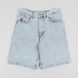 Sales Shorts Y2K Pants Harajuku Hip-Hop Lucky 7 Pattern Retro Blue Baggy Jeans-Outfit