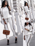 Fongt Spring Women's Clothing Hot Fashion Casual Pure Stripe Two Sets Of Sportswear Women's Clothing