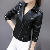 Fongt And Autumn 2025 New PU Leather Women's Small Coat Short Locomotive Black Casual Lady Repair Height Waist Leather Jacket
