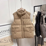 Women Winter Down Vest Stand Collar Female Gilet Sleeveless Thick Puffer Parkas Ladies Waistcoat 90% Duck Down