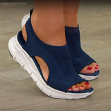 Sandals Summer Mesh Casual Ladies Wedges Shoes Solid Color Hollow Platform Open Toe Slip-On Female Sandalias Light