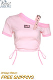 Summer Fashion Tee Y2k Sexy Cute Kawaii Short Sleeve Punk Vintage Crop Top Women T-shirts Harajuku Slim Bodycon