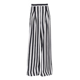 Fongt Women's Black And White Striped Wide Leg Pants 2023 New Casual Show Thin High Waist Loose Hanging Floor Pants Women-Outfit