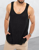 Fongt Spring And Summer Men's Casual Top Tank Top Sleeveless Knit Pure Color Men's Sweater