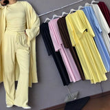 Fongt 2025 New Women's Round-Neck Long-Sleeved Broad-Legged Trouser Commuting Suit