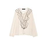 Fongt For Women's INS Burst Cascade Decoration Translucent Shirt + With Belt Hanging Skirt