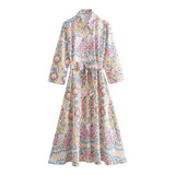 Fongt Women's Long Sleeve Printed Shirt Dress 2007