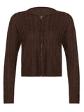 Hooded Cable Knit Cardigan-Outfit