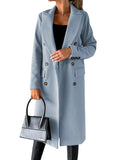 Fongt Women's Spring 2025 Coat Hair, Coat Solid Long Sleeve Double Buckle Bag Temperament Elegant