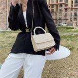 Straw Pearl Cross Body Bag-Outfit