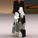 V-neck Long Sleeve Ankle-Length Vintage