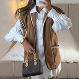 Fongt 2023 New Retro Wool Loose Temperament Fashion Show Thin Vest Coat Female-Outfit