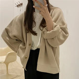 New 2022 Winter Spring Women's Sweaters V-Neck Buttons Cardigans Oversized Fashionable Korean Lady Knitwears