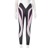 Fongt Women's Autumn And Winter Crash Striped Print Sports Tight Feet Tight Waist Leisure