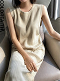 New 2022 Sundress Knitting Bottoming Sleeveless Elegant Vintage Fashionable Spring Summer Women Long Dress