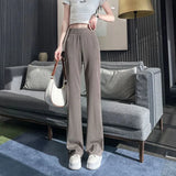 Fongt Bell Pants Female Autumn 2024 New Casual Striped Pants Female Thin Small Ice Silk Wide Leg Bell Pants-Outfit