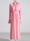 French Retro High-End Feel Waist Thin Dress 2025 New Three-Dimensional Flowers Decorated Long Dress Women's