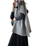 Fongt And Winter Vertical Loose Short-Sleeved Knitted Shirt Korean Rough Knitted Shawl Shawl Shawl Jersey
