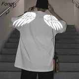 Hip Hop Reflective Hoodie Harajuku Loose Unisex Clothes Winter Pullover Wings Coat Women Punk Gothic Couple Hoodie