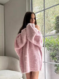 Fongt 2025 Fashion Sweet Lazy Long Sleeves And Rolled Back Knitted Sweater Women LX075