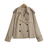 Fongt New Collar Double Buckle Loose Short Version Of The Wind Coat Woman 0518248