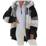 Fongt Hot New Autumn And Winter Loose Plush Multi-Color Hooded Coat Woman