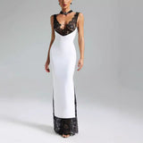Fongt Women's New Sexy Lace Hollow Splicing Temperament Dress