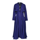 2024 Autumn Trench Coat Waist Cut Solid Jacquard Linen Cotton Big Swing Single Breasted Jackets Women Clothes TH618-Outfit