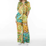 Fongt Women's Hot Flower Printing Tie With Short-Sleeved Fashion Suit
