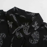 Vintage Paisley Printing Sashes Puff Sleeve Shirt Dress Casual Lady Loose Clothes Vestido