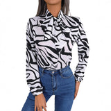 Fongt Shooting 2025 Spring And Summer Temperament Hit Color Stripe With Lantern Sleeve Chiffon Shirt Women's Clothing