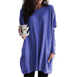 Autumn Pullover Casual Round Neck Long Sleeve Pocket T-shirt
