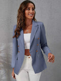 Women's Elegant Blazer Suits Jacket Solid Long Sleeve Cardigan Coats Female Slim Fit Top Suit Double Breasted Office