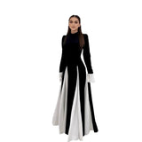 Fongt 2025 New Women's Horn Sleeves Spliced Elegant Waist Dress
