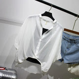 Two Piece Set Leopard Chiffon Shirts Summer Half Sleeve Loose V-Neck Women Casual Blouse Sexy Plus Size Striped Tops