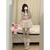 Fongt Bows And Flowers Dress Women's New Summer Slimming Waist Bubble Sleeve Tea Break Princess Ponpong