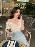 Fongt Xixi 13 Line 2025 Spring New Pearl Pure Color Loose Shirt Long-Sleeved Top Women 89325