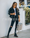 The Ins Winter Street Hipster Versatile Denim Lapel Loose Washer Make Old Female Jacket-Outfit