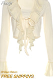 Style Long Sleeve Ruffle Lace up T-Shirt Elegant Fashion Women Square Collar Bustiers Crop Tops Autumn Winte New