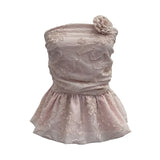 Fongt Bud Ponp-Upple Sling Vest With Three-Dimensional Flowers Shoulder-To-Heart Thai Top 9205