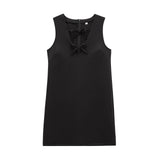 Fongt V-Neck Solid Color Short Dress 2025 Spring Set Head Bow Ornamental Female Miniskirt