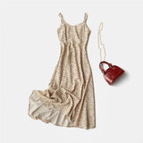 New-Coming Spring Summer Holiday Dress Cross Spaghetti Strap Open Back Dot Beach Style Ankle-Length Women