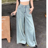 Fongt Wide-Legged Jeans Women Spring And Autumn New High-Waisted Loose Thin Trumpet Trousers