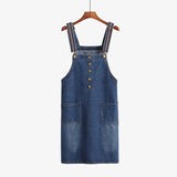Arrival Women's Blue Knee-Length Denim Dress Big Pockets Jeans Sundress Plus Size 5XL Vestido