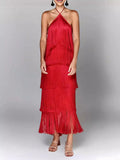 Fongt Fashion Hanging Neck Solu Back Open Dress